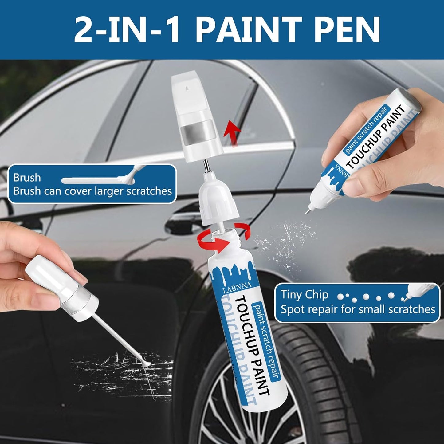 Wind Chill Pearl (089) Touch Up Paint for Toyota-Exact Match 2 in 1 touchup Paint Pen for Chips and Nicks Repair Car Paint Scratch Repair Kit