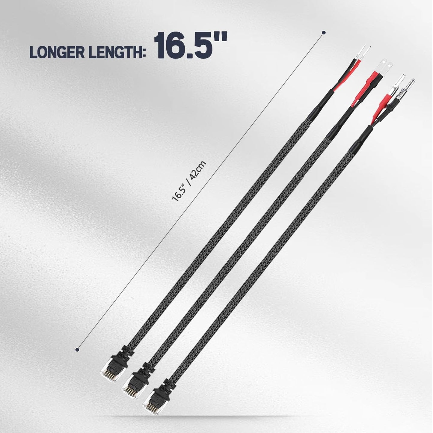 Xislet 16.5" Radar Detector Hardwire Power Cord Mirror Wire Plug Tap Compatible with Escort Valentine One Uniden Beltronics with Inline Fuse Mount RJ11 - Set of 3