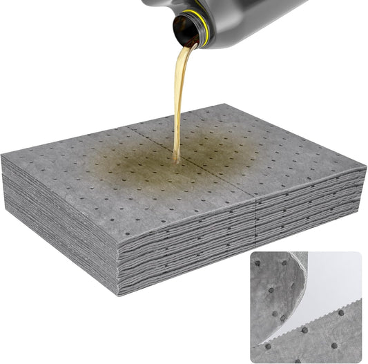 30PC Oil Absorbent Pads | 13"X10" Meltblown Polypropylene Mats, Hand-Tear Lines for Automotive & Workshop | Vacuum Eco-Packaging, Reusable Spill Control