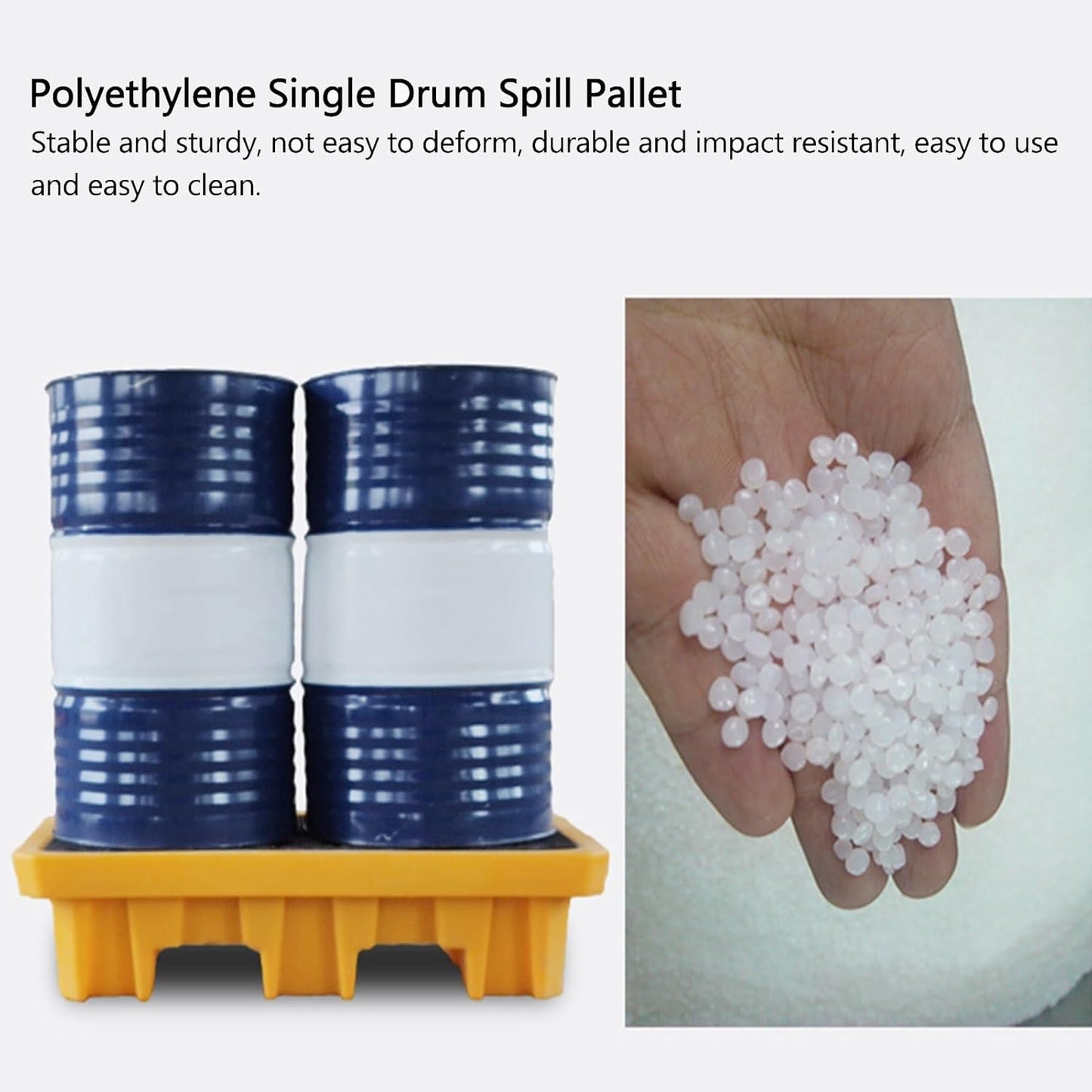 2 Drum Containment Spill Pallet, Polyethylene Low Profile Paint Bucket Tray, Industrial Garage Storage Detachable Shipping Leakproof Platform (Color : Yellow-2 Pack, Size : 26.6"x26.6"x5.9"