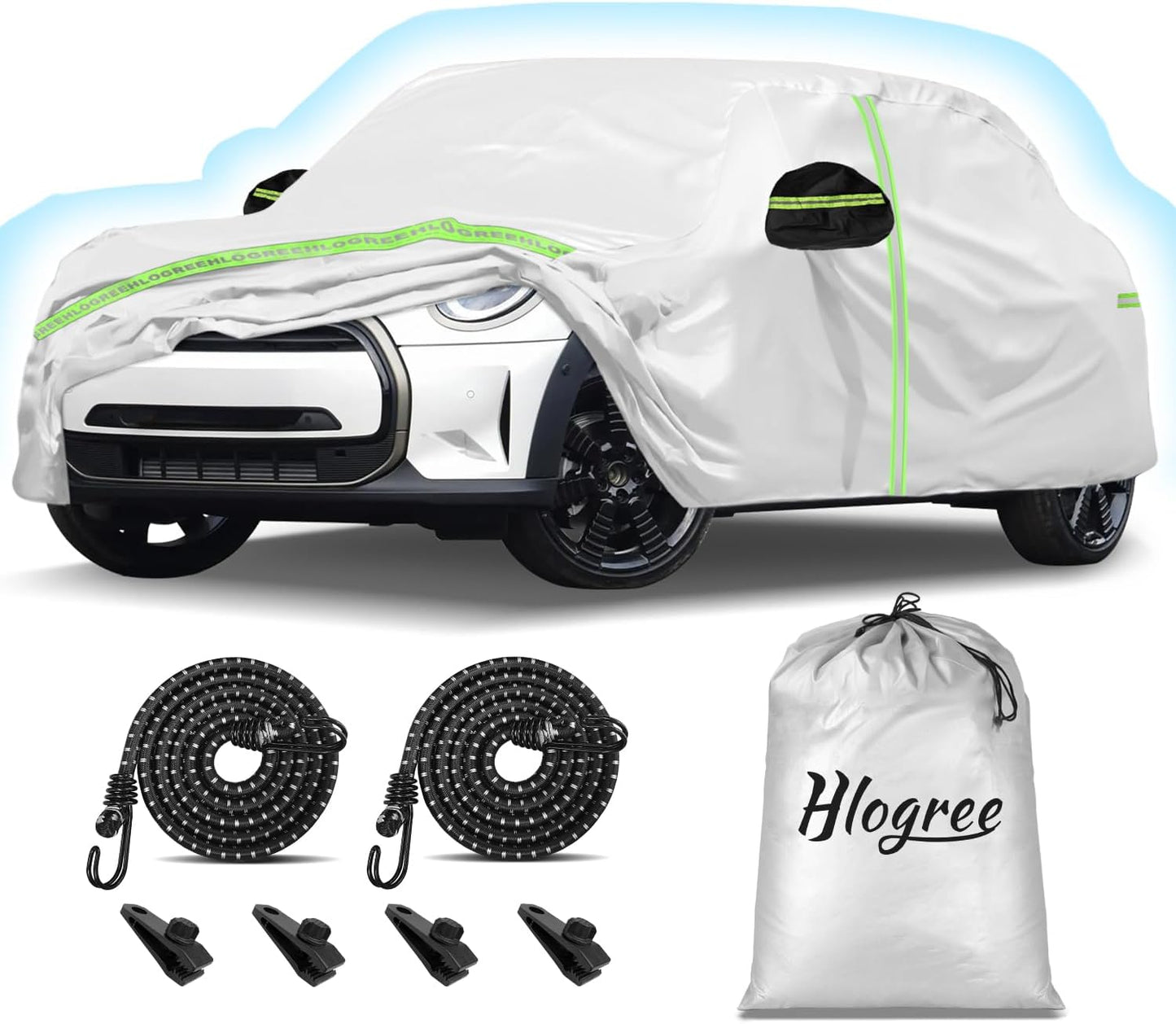 Car Cover for 2014-2025 Mini Cooper/Cooper S/Hardtop/Clubman/Countryman 4 Door,Full Exterior Car Covers for Automobile All Weather Waterproof Heavy Duty,Zipper/Cotton UV Proof Custom fit【210T Taffeta】