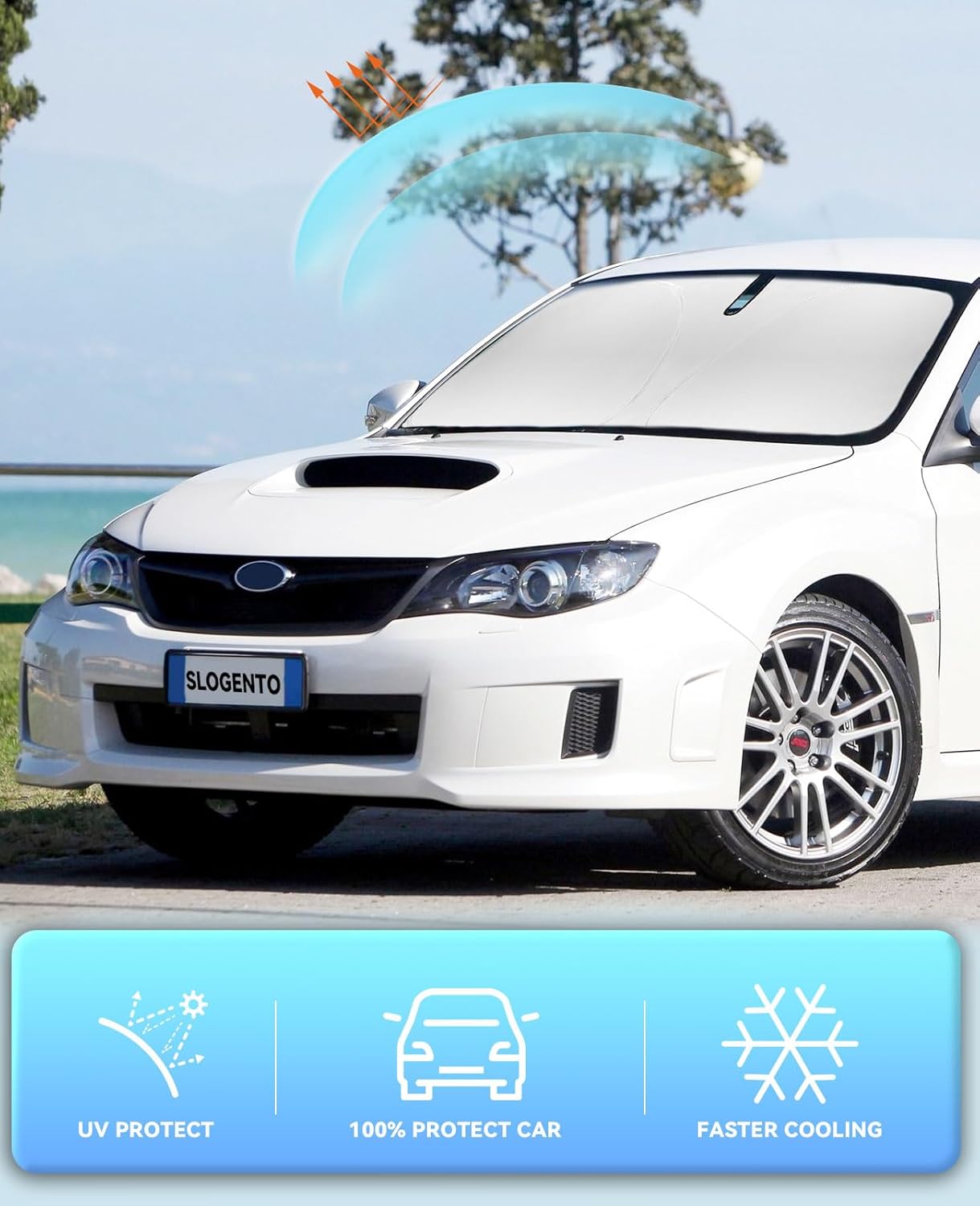 Sun Shade for Impreza Windshield Sunshade for 2017-2023 2024 2025 Subaru Impreza WRX Sedan Impreza WRX Hatchback WRX STI Accessories Windshield Cover Window Sun Visor Protector Blocks UV Rays