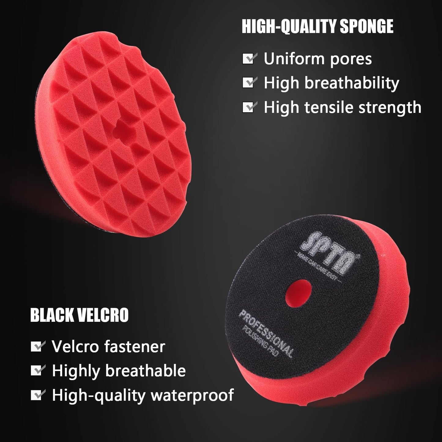 SPTA 5 Inch 125mm Body Repair Polishing Pad Set - 6 Pcs Buffing Pads with Sponge, Wool and Micro-Fiber for Car Detailing
