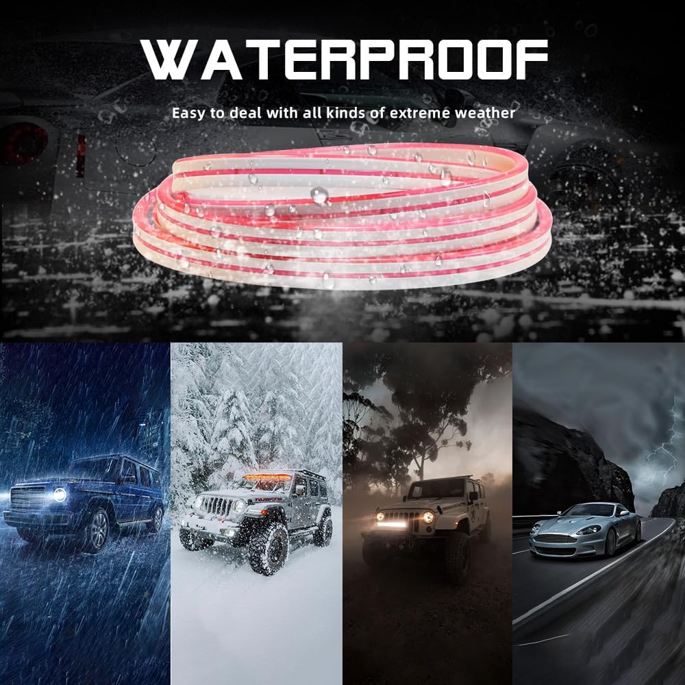 Car LED Strip Light For Trunk, 79Inch IP67 Silicone Waterproof Neon Light Strip Embedded, Flexible Cutting Universal Auto Interior Lights(Pink)