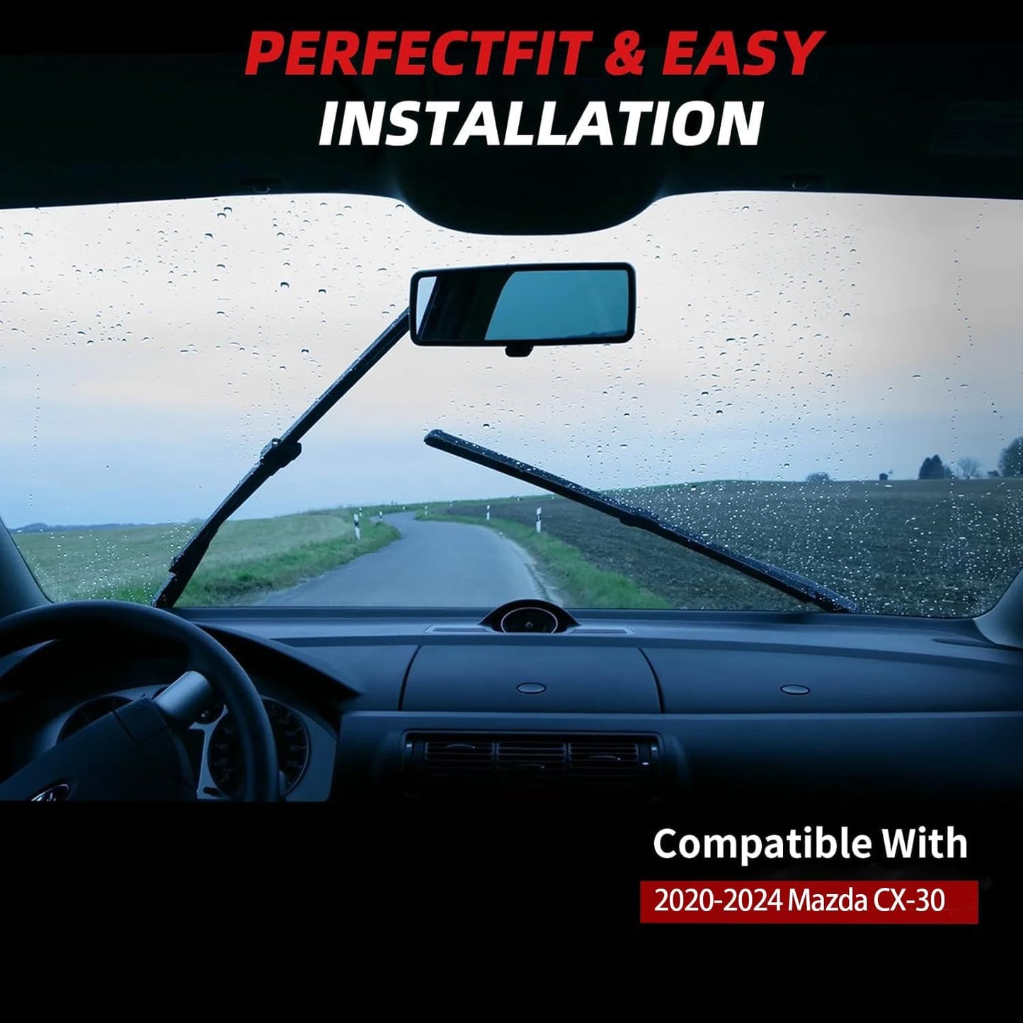 OTUAYAUTO Windshield Wiper Blades - Replacement for Mazda CX-30 2020-2024, Front and Rear Wipers Set, U/J Hook - 26"+16"+14" (Pack of 3)