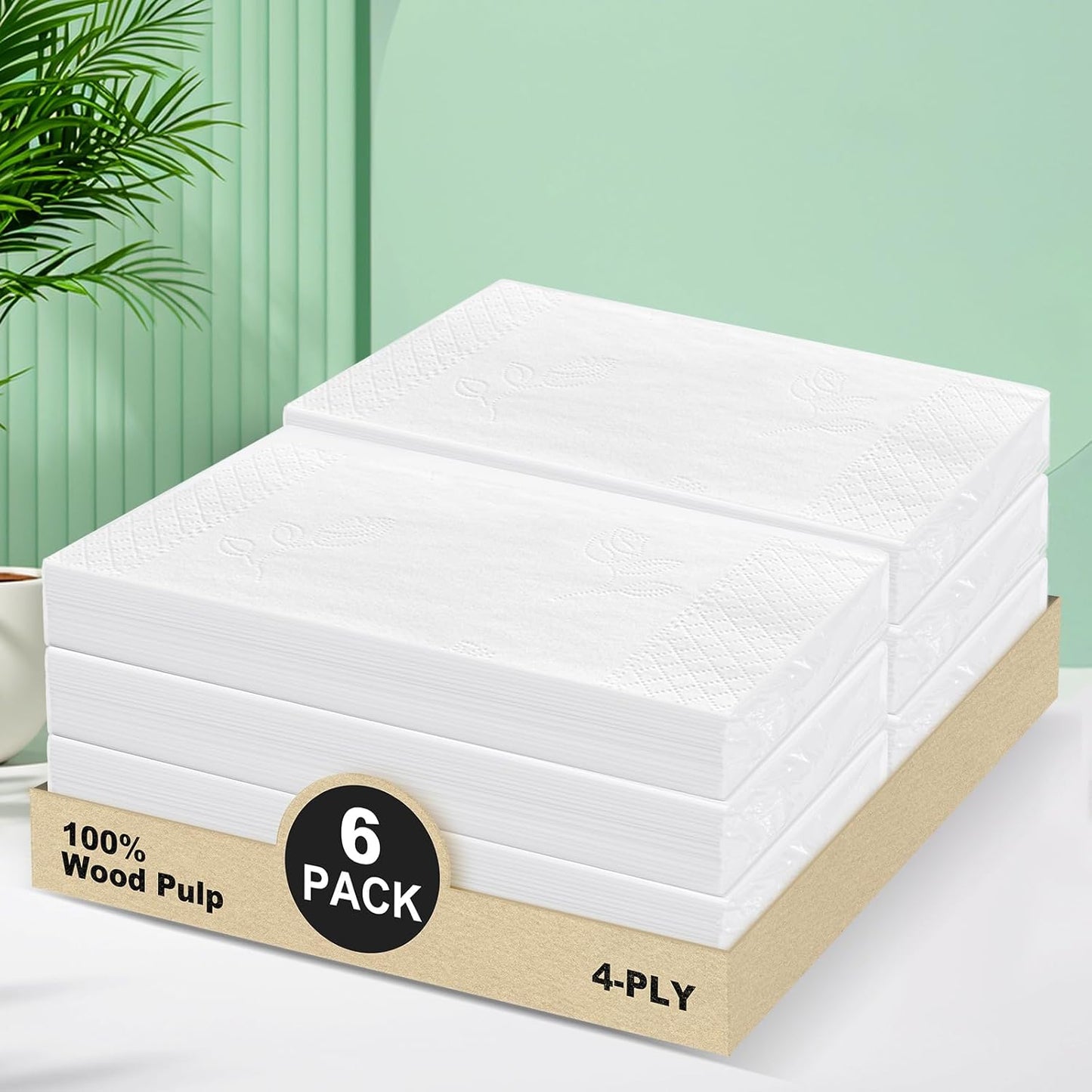 4-Ply Car Tissue Refills (720 Layers) - 6 Pack Travel Size Tissues, Soft & Strong Disposable Facial Tissues for Car, Office, Home - 180 Sheets