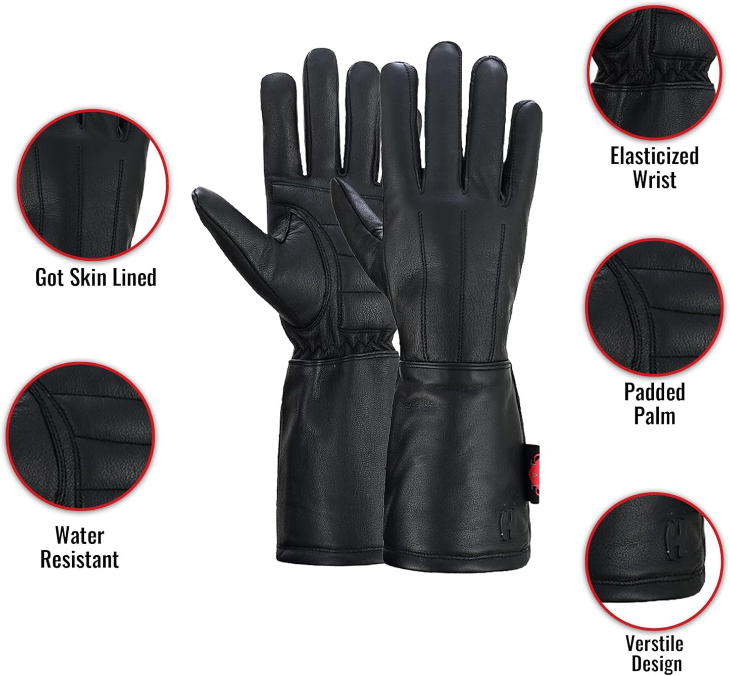 Hugger Women’s Classic Motorcycle Glove Seasonal Wind Stopper Lined Gauntlet