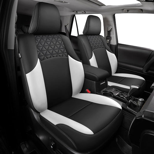 Seat Covers for Toyota 4Runner 2011-2024, Faux Leather Car Seat Cover Full Set, 2-Row-Only for 5 Seats Version-Blackwhite