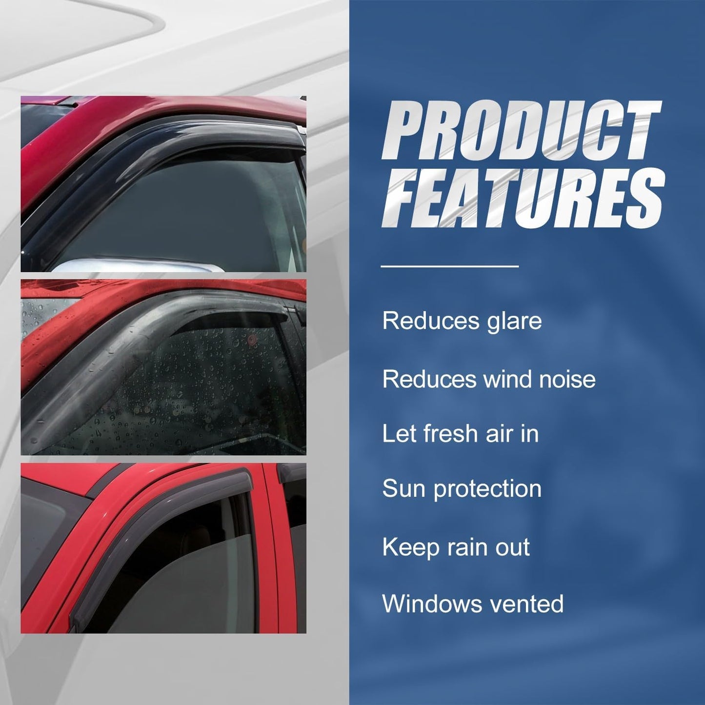 Auto Dynasty 4Pcs Carbon Fiber Pattern Window Visors Compatible with 2008 2009 2010 Saturn Vue, Tape-On Front & Rear Window Deflectors Rain Guards Sun Wind Air Side Vent Shade, Glossy Black