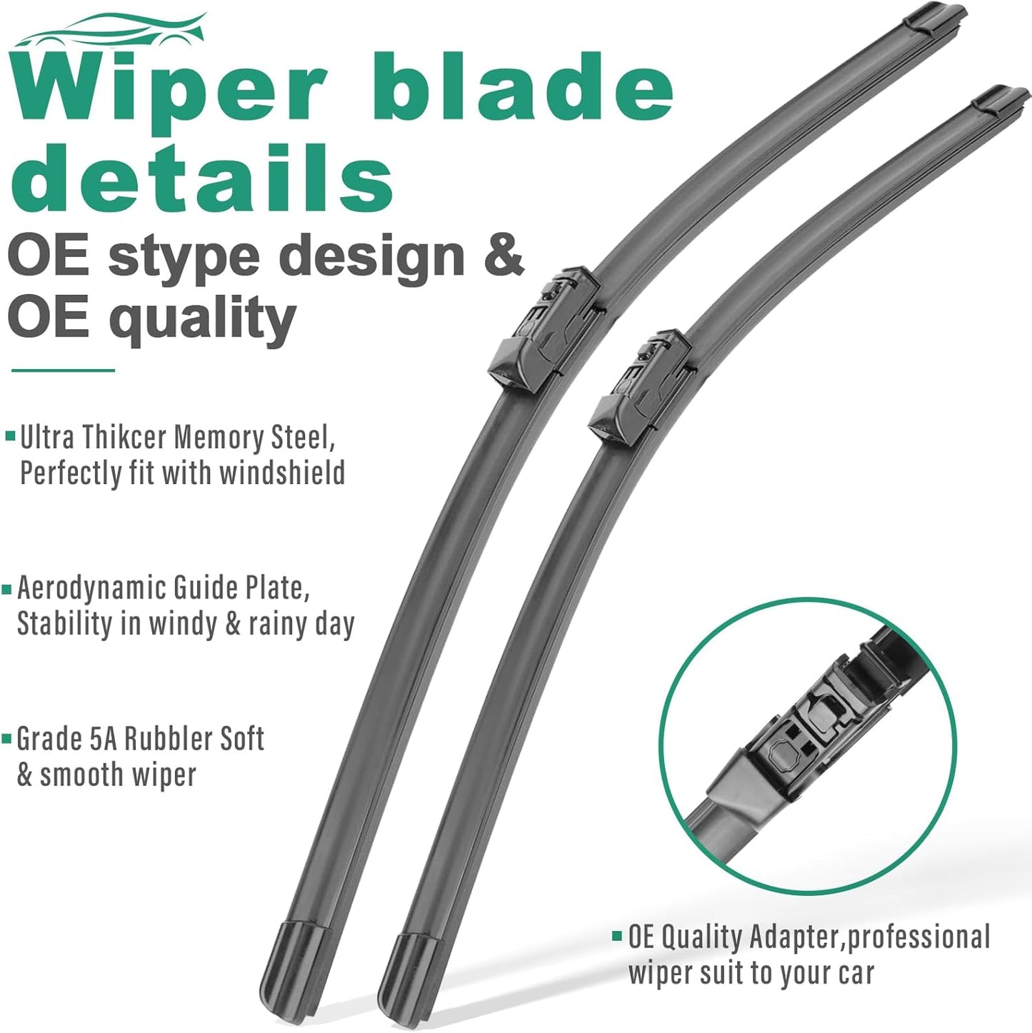 26" 18" 16" Windshield Wiper Blades Replacement for Subaru Outback 2020 2021 2022 2023 2024 Premium All Weather Front Rear Wipers Set - OEM Quality (Pack of 3)