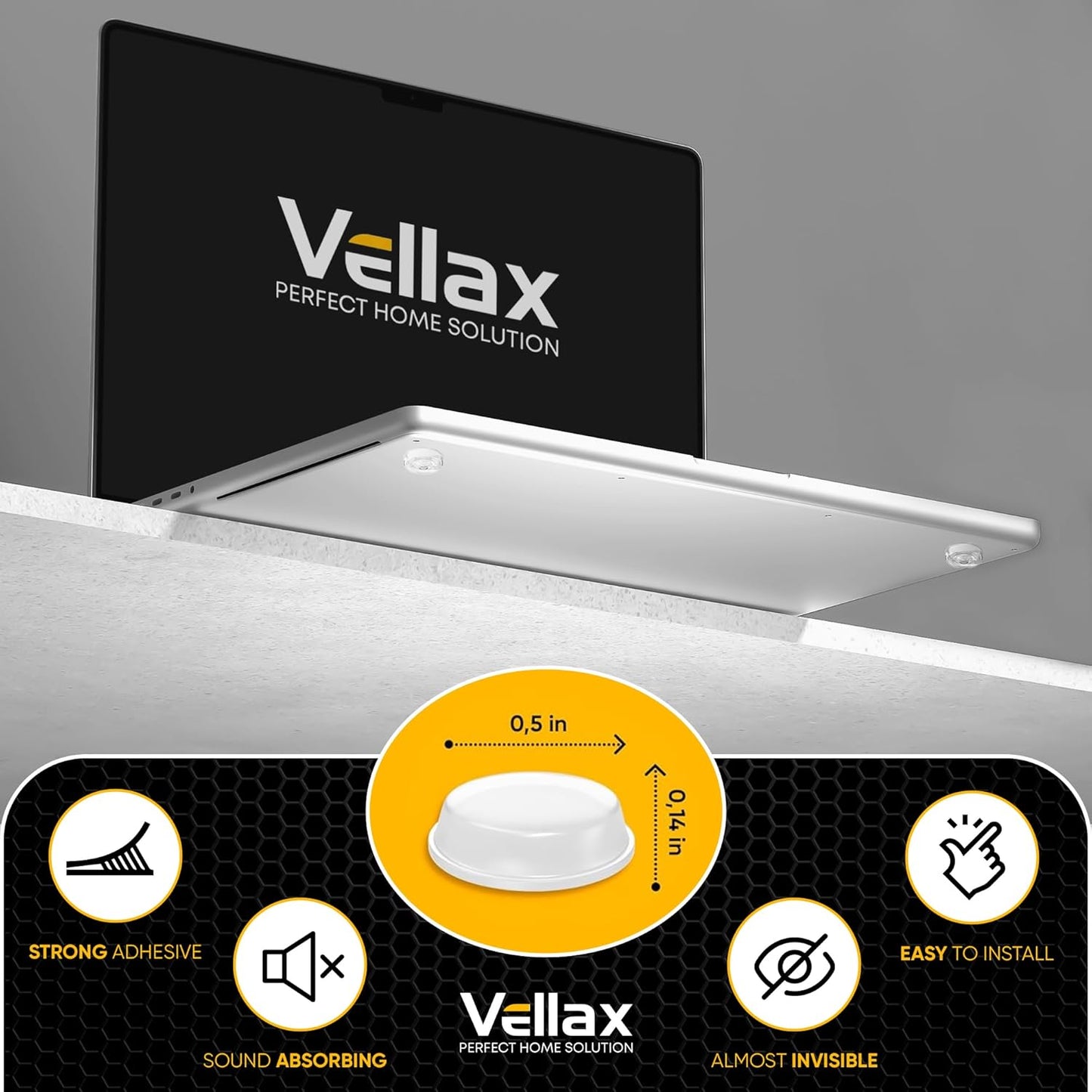 45 Clear Cabinet Door Bumpers - 1/2” Diameter White Self Adhesive Pads, Stoppers, Rubber Bumpers for Drawers, Cupboards, Cutting Boards, Glass Tops, Picture Frames, Kitchen Furniture by Vellax