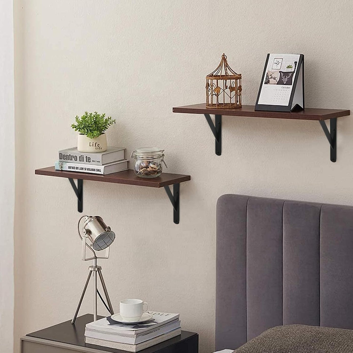 24 Pack L11 x H 8" Black Heavy Duty Shelf Brackets with Screws Metal Shelf Brackets Shelf Support Angle Brackets for Shelves L Brackets Heavy Duty Floating Shelf