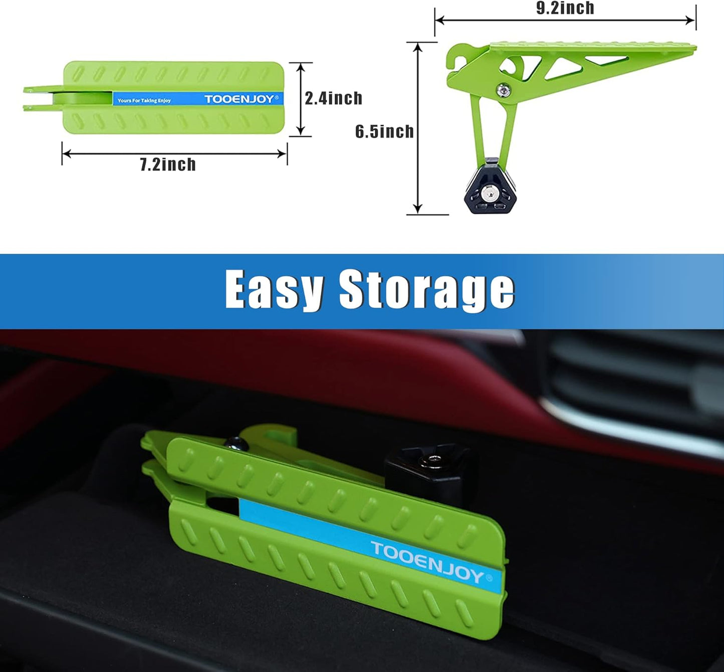 TOOENJOY Universal Fit Car Door Step, Foldable Roof Rack Door Step Up on Door Latch, Both Feet Stand Pedal Ladder, Easy Access to Rooftop for Most Car, SUV, Truck, Max Load 400 lbs(Green