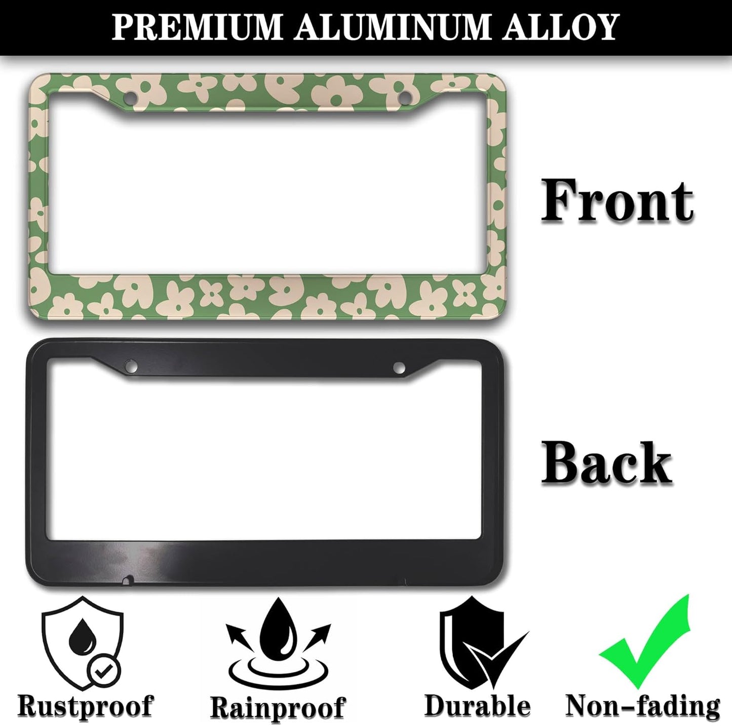 License Plate Holder Multicolor License Plate Frames Vintage Groovy Flowers Universal Aluminum Car Accessory 2 Pack with Screw Covers Set