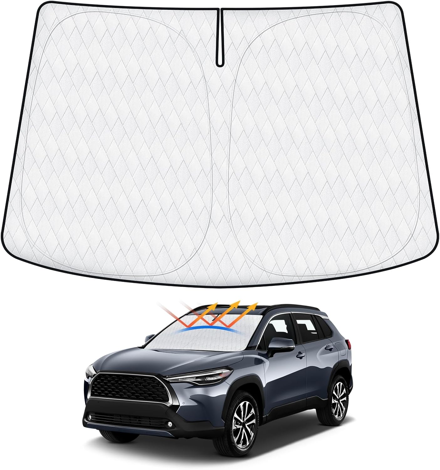 5-Layer Cartist Windshield Sun Shade Custom Fit for Toyota Corolla Cross 2022 2023 2024 2025 (Not for Corolla) Accessories Foldable Car Front Window Sunshade Sun Visor Protector