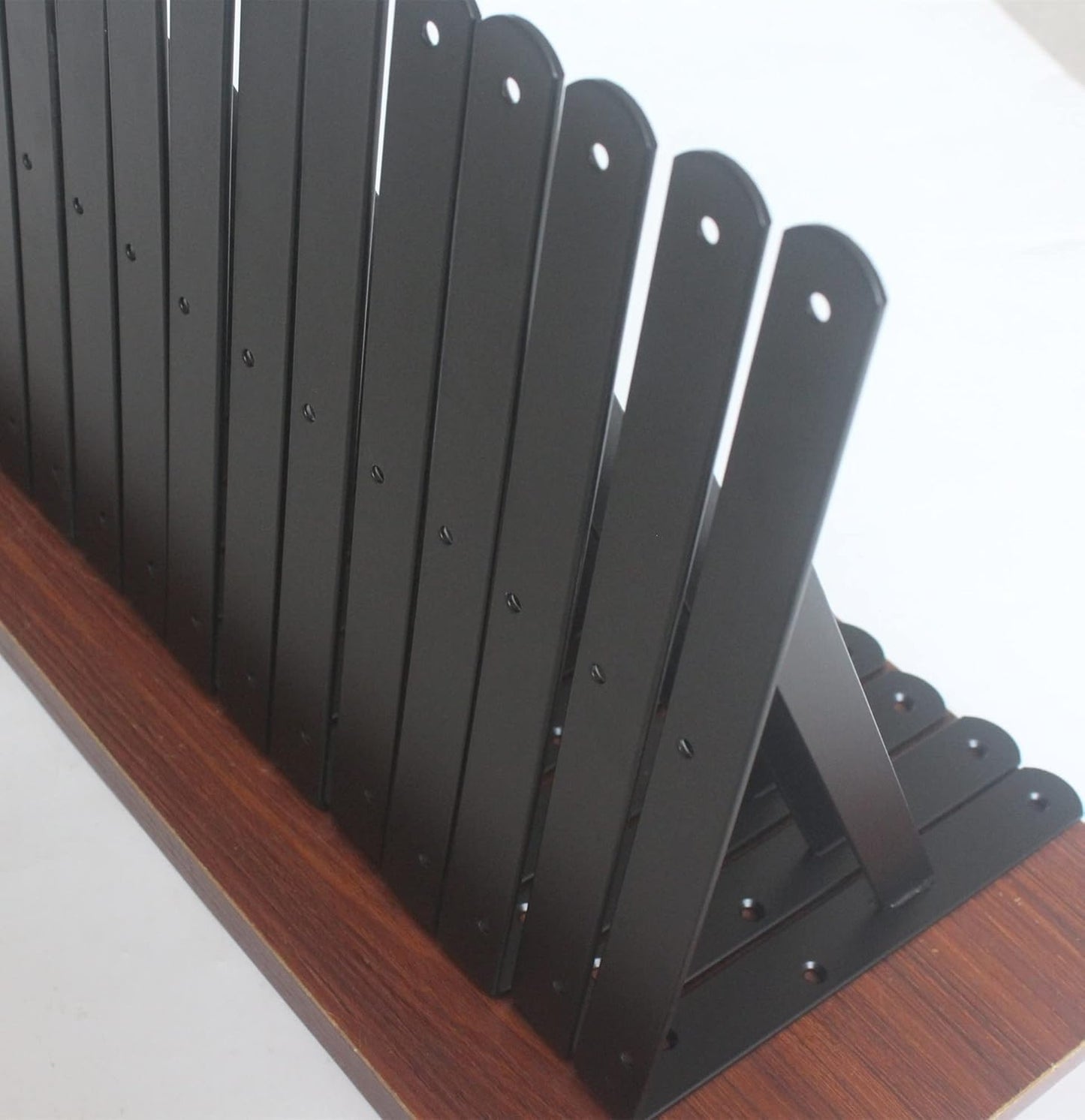 4 Pack L10 x H 8" Black Heavy Duty Shelf Brackets with Screws Metal Shelf Brackets Shelf Support Angle Brackets for Shelves L Brackets Heavy Duty Floating Shelf