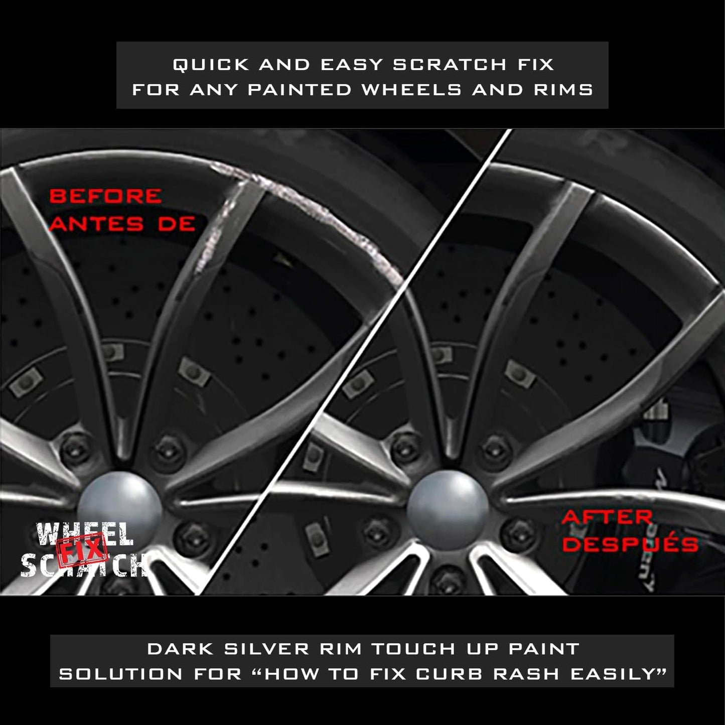Silver Rim Touch Up Paint, Car Wheel Scratch Repair, Wheel Touch Up Paint Pen, curb rash repair, curb rim repair, Rim Alloy Silver Wheel Paint (Dark Silver Pen Only)