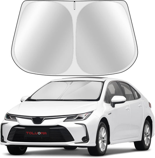 Custom Fit Windshield Sun Shade for Toyota Corolla 2020-2024 2025- Full Coverage, 210T Reflective Fabric, Double-Layer Design - Blocks 99% UV Rays, Keeps Car Cool, Easy to Install and Store