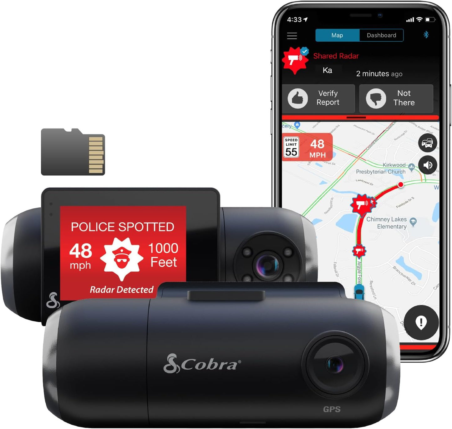 Cobra Smart Dash Cam with Interior Cam (SC 201) - Full HD 1080P Resolution, Built-in WiFi & GPS, Live Police Alerts, Incident Reports, Emergency Mayday, Drive Smarter App, 16GB SD Card Incl.