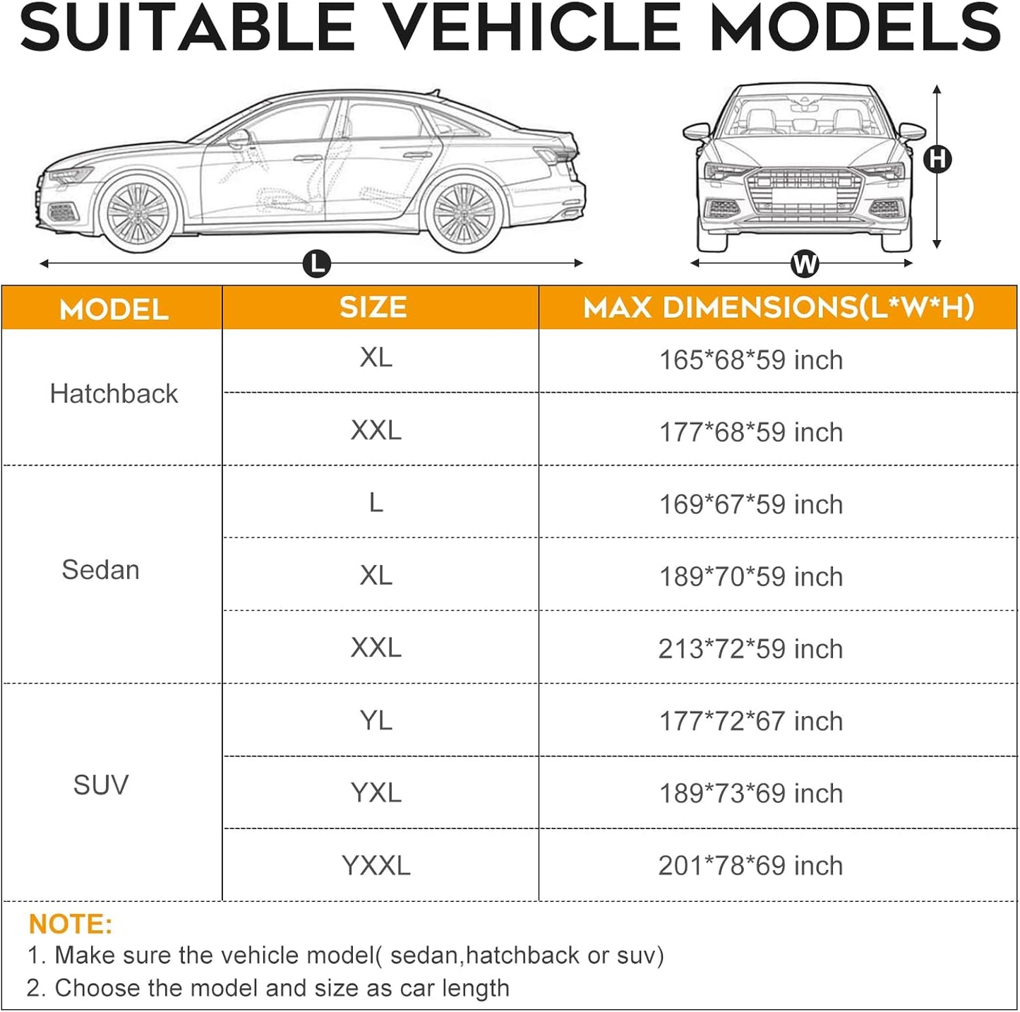 Waterproof Car Cover for Hatchback: 6-Layer All-Weather Protection from Rain, Snow, UV & Dust - Universal Fit for Hatchbacks up to 165 inches with Zipper Door & Windproof Straps, Silver