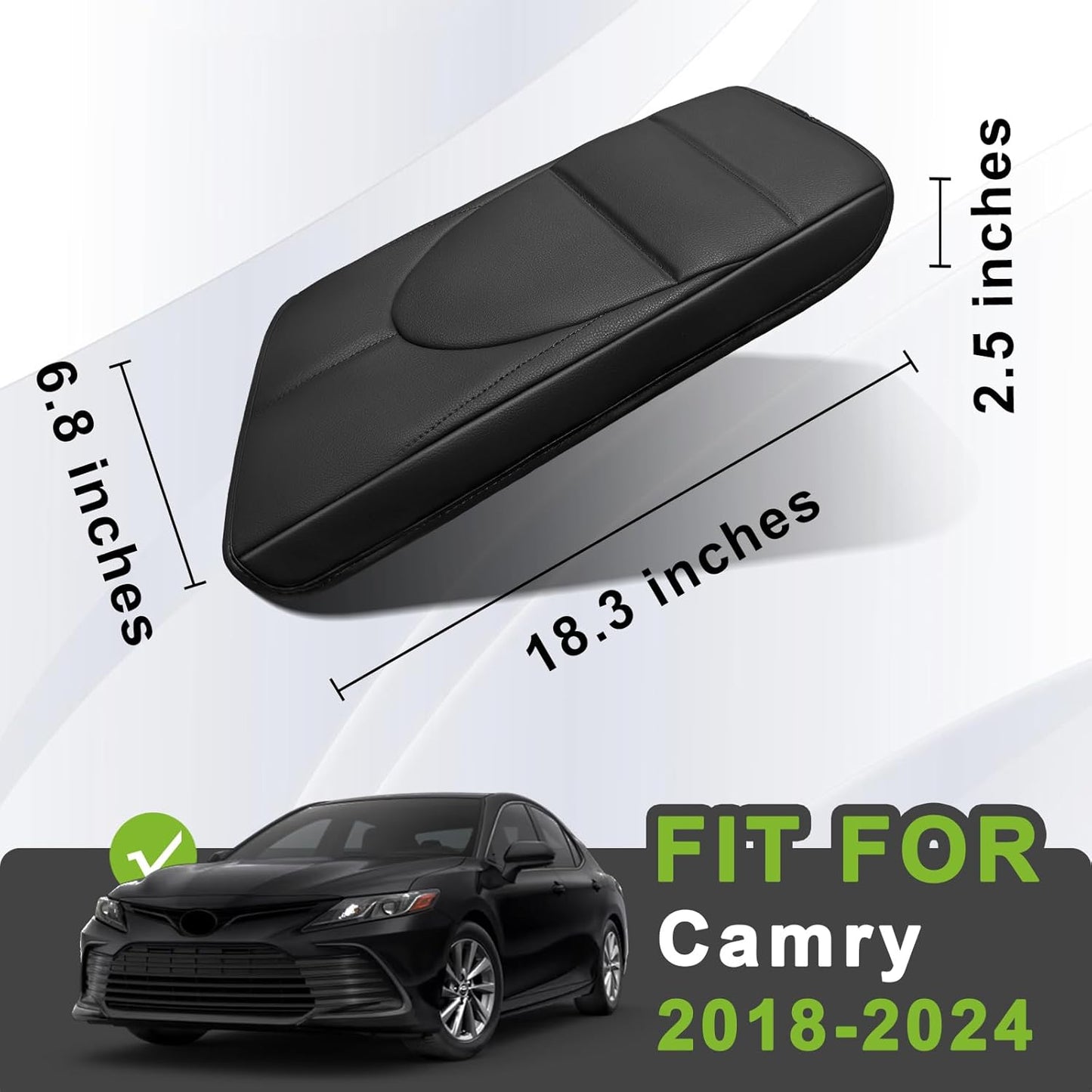 Muslogy Center Console Armrest Cover Compatible with Toyota Camry 2018-2024 Comfort Armrest Pad Arm Rest Cushion Vegan Leather Protector Regular Thick