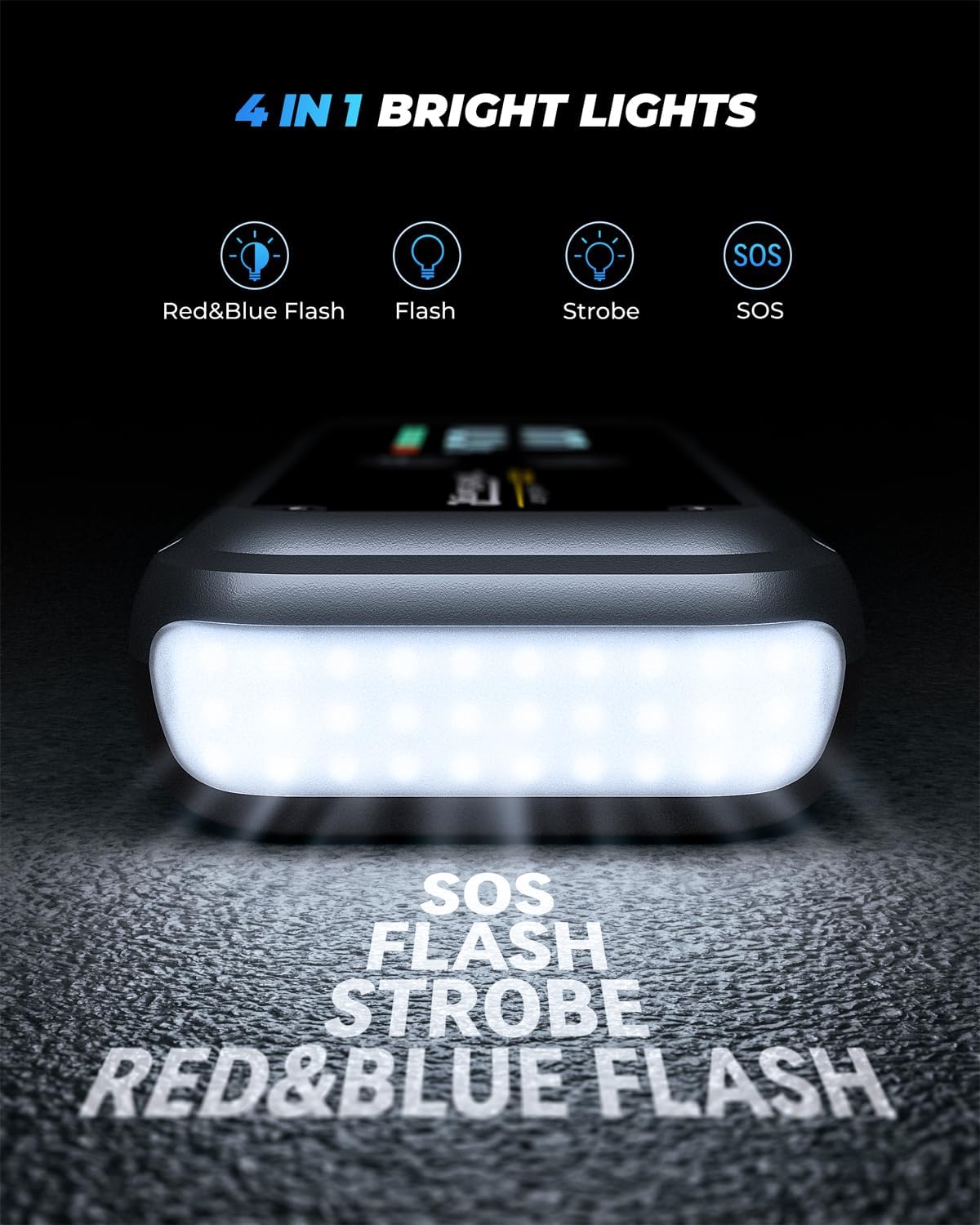 6000A Car Jump Starter, 12V Battery Jumper Starter Portable (up to All Gas 8.0L Diesel Engine) Large LCD Display Battery Charger Pack with QC3.0 and 4 LED Light Modes