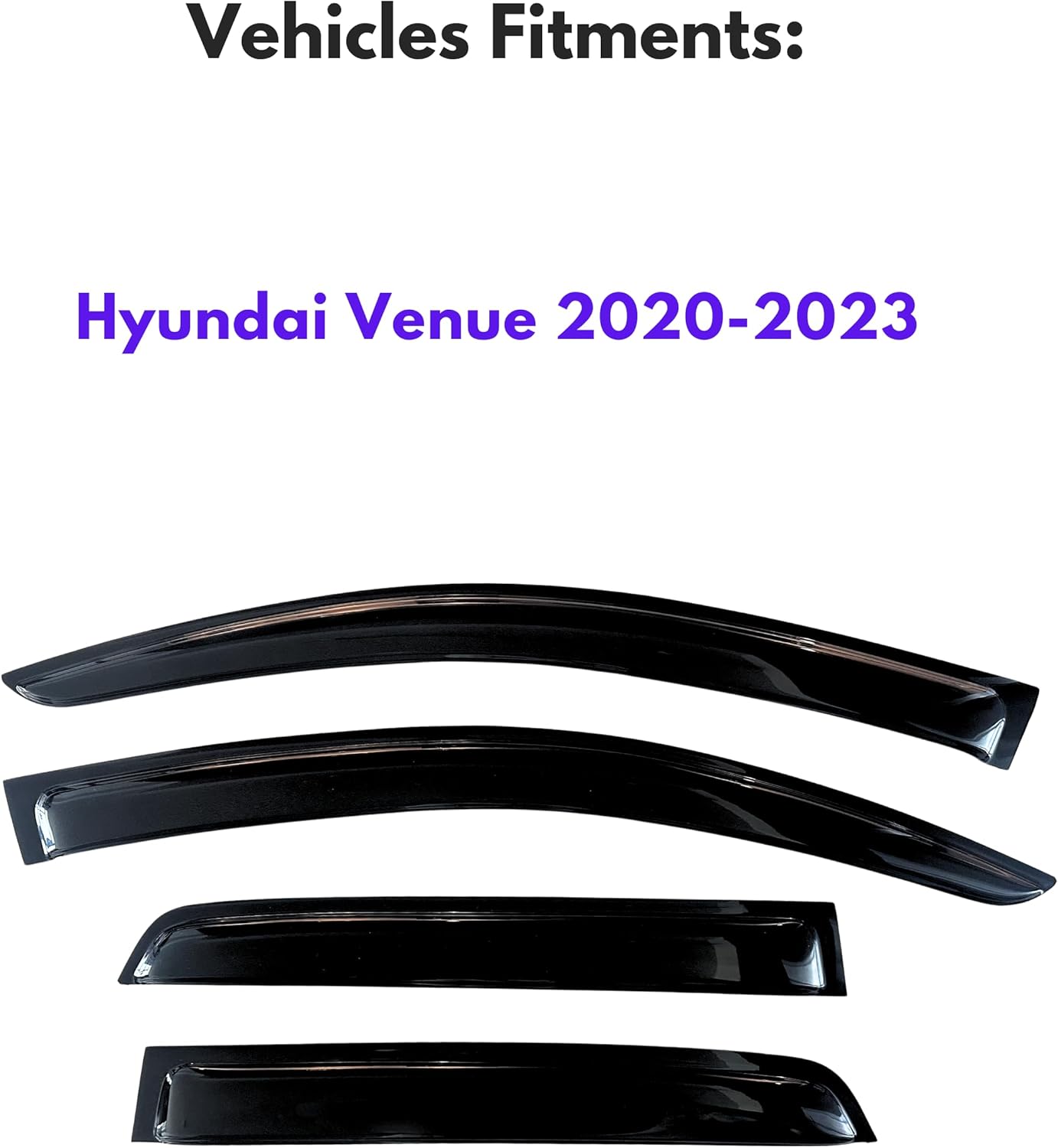 KPY Window Visor Compatible with Hyundai Venue 2020-2024, 4PC Rain Guard Side Window Vent Deflectors Tape-On Style, 2020 2021 2022 2023 2024
