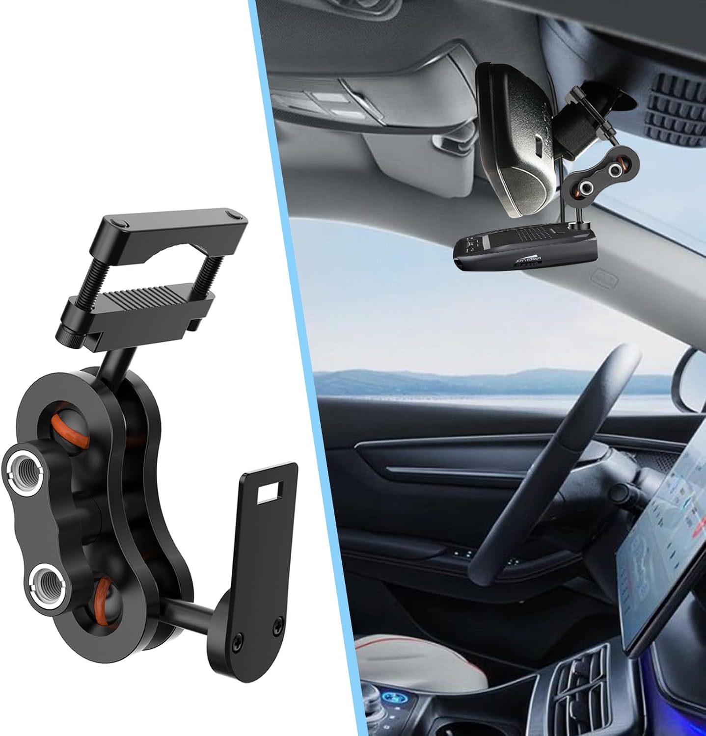 Radar Detector Rearview Mirror Rod Mounting Bracket and Radar Direct Power Cord Hardwired Kit and Fuse Tap(for Uniden Radar Models)