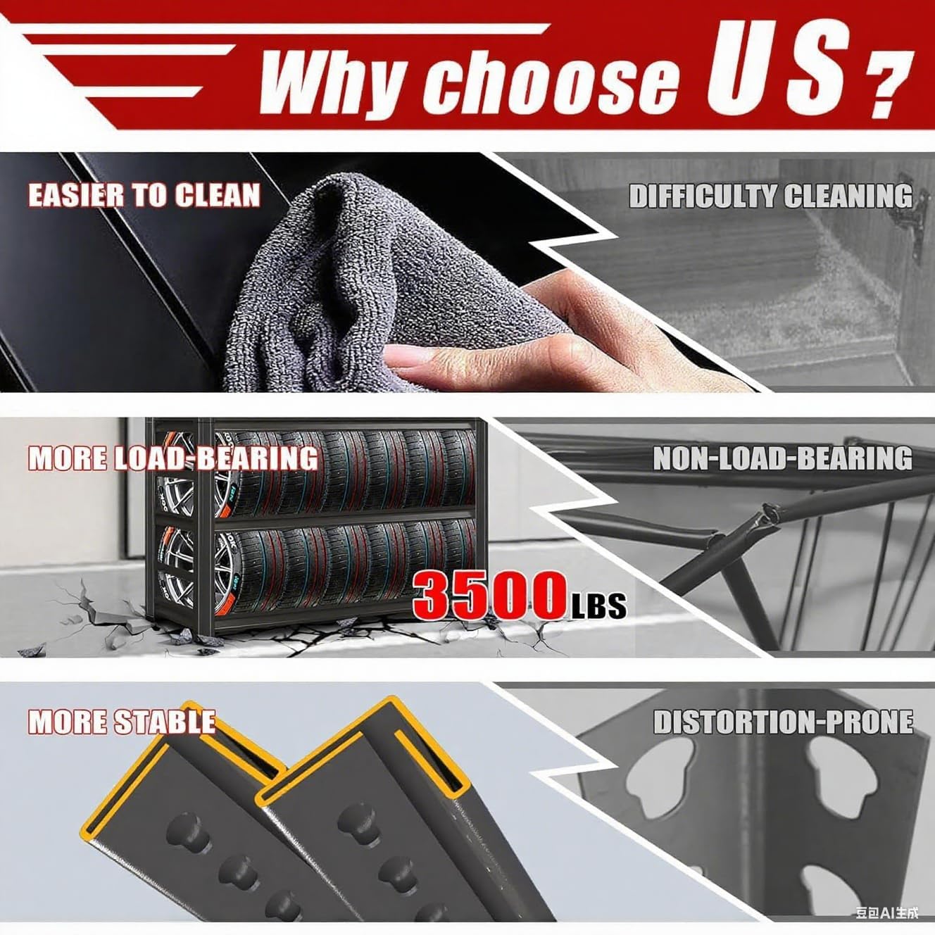 45.3" W Metal Garage Shelving Unit 3500LBS Metal Storage Shelves 5 Tier Adjustable Shelving Unit Garage Shelves for Kitchen Warehouse Pantry Basement,Rust-Resistant, 72" H x 45.3" W x 16" D,Black