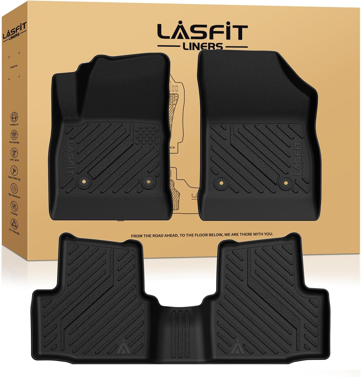 LASFIT Floor Mats for Chevrolet Cruze 2016-2020 (Not Fit 2016 Cruze Limited), All Weather TPE Custom Fit Floor Mats for Cars, 1st and 2nd Row Car Floor Mats for Cruze Accessories Black