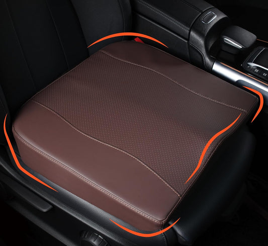 Car Seat Cushion, Comfort Memory Foam Car Cushions for Driving - Sciatica & Lower Back Pain Relief, Driver Seat Pillow for Auto, Office Chair, Wheelchair - Classic Brown