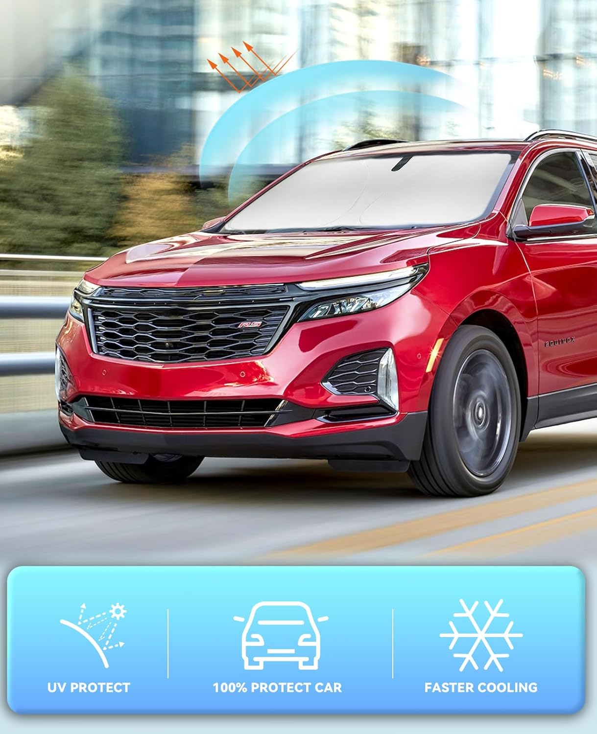 Sunshade Cover for Chevy Chevrolet Equinox Windshield Sun Shade for 2010 2018-2024 2025 (Equinox EV Not Fit) Window Shields Sun Visor Protector Blocks UV Rays Protect Car from Heat Damage