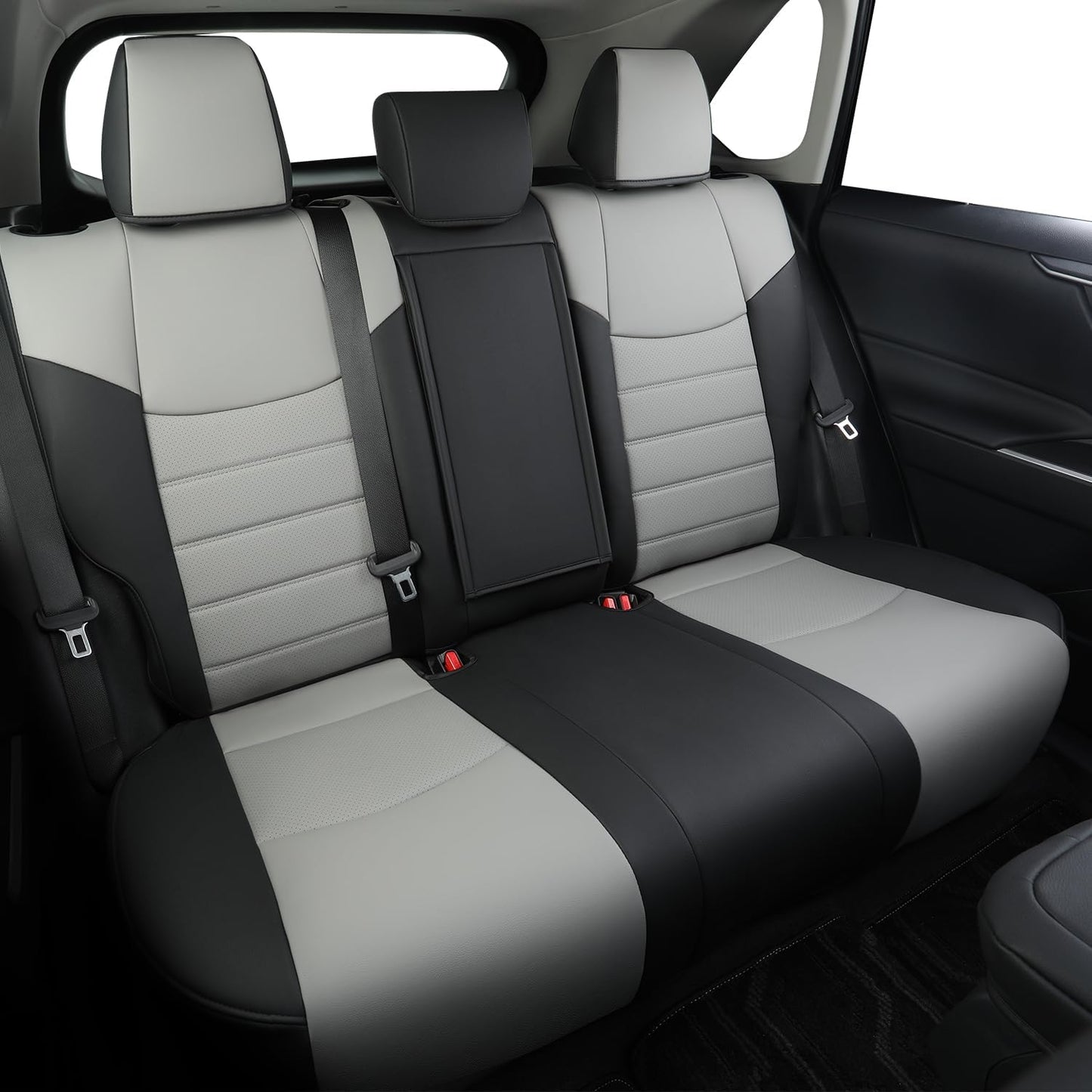 RISINGSTAR Rav4 Hybrid Seat Covers, fit 2019-2025 Toyota Rav4 Hybrid LE,XLE,Woodland Edition,XLE Premium,Limited, Not for XSE/SE/Plug-in(Black&Gray)