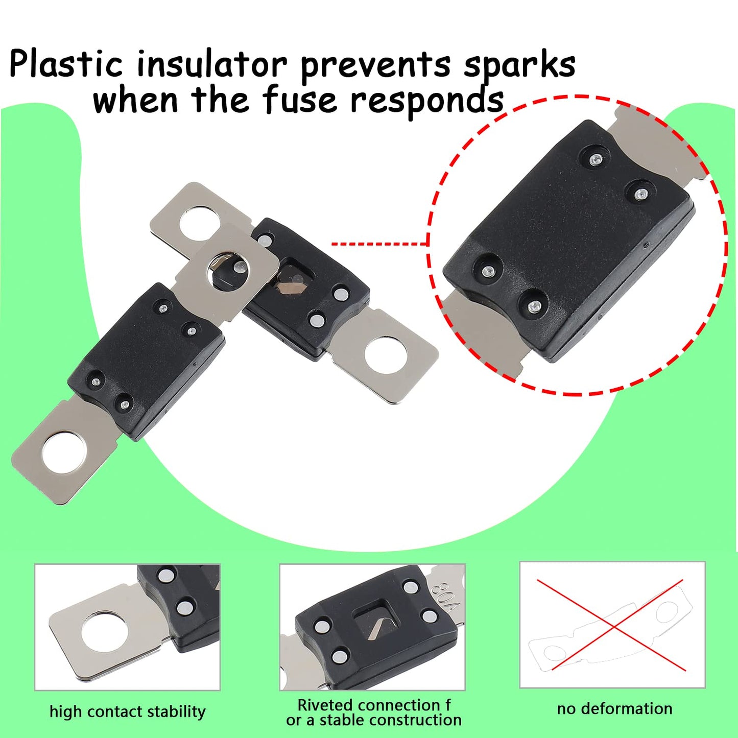 175A MEGA High Current Fuse - 175 Amp Bolt-on Fuse for Cars, Trucks, Construction Vehicles, Buses, Caravans (2 Pcs)