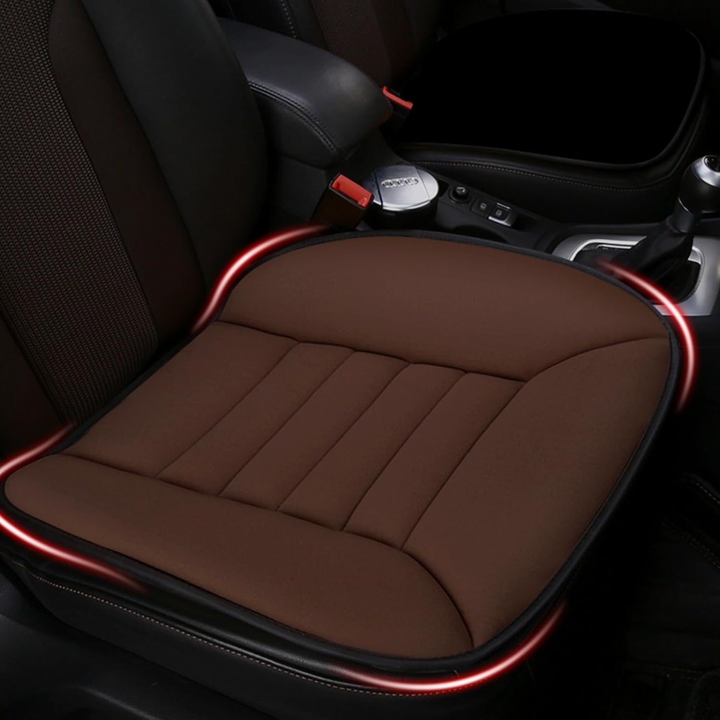 MYFAMIREA Car Seat Cushion Pad 1.2" Thick Comfort Protector for Car Driver Seat Office Chair Home Use Memory Foam Cushion with Non Slip Bottom, 20'' x 18.5'', Coffee
