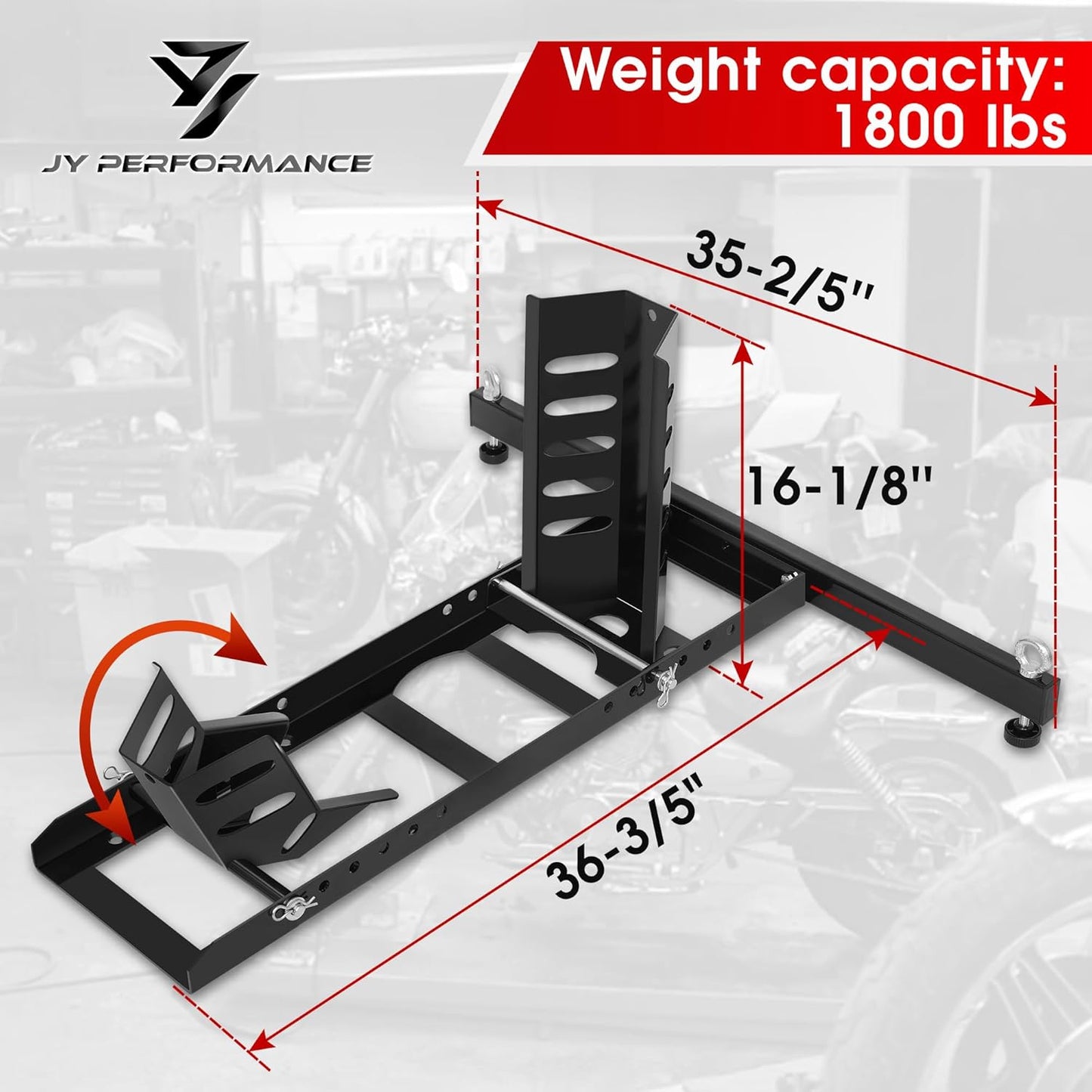 JY PERFORMANCE Motorcycle Wheel Chock, Universal Heavy Duty Front Wheel Stand for Trailer, Cruiser, Sports & Dirt Bikes, 1800 lb Capacity Adjustable Wheel Stand for 15"-22" Wheels