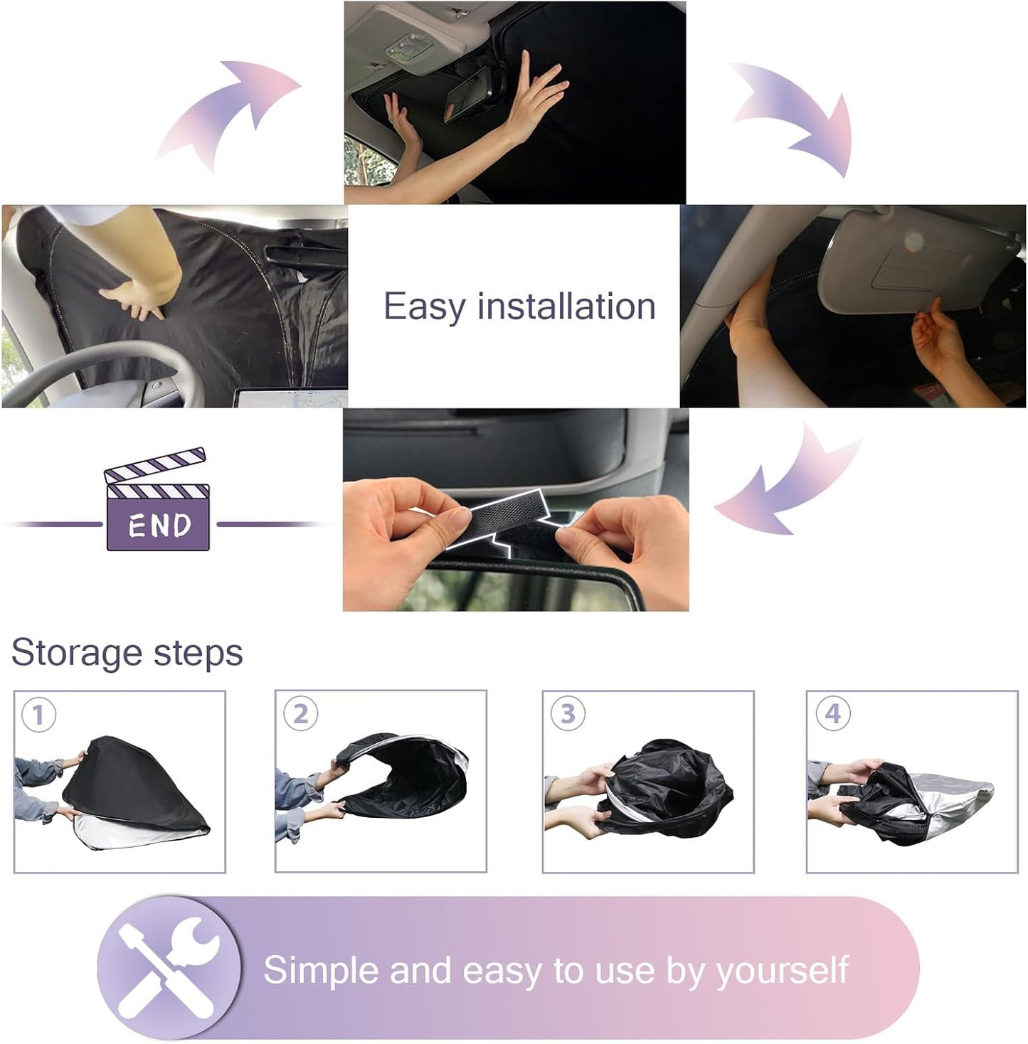 LUWU 2023-2024 Ford Ranger Windshield Sun Shade - Blocks UV Rays, Front Window Sunshade