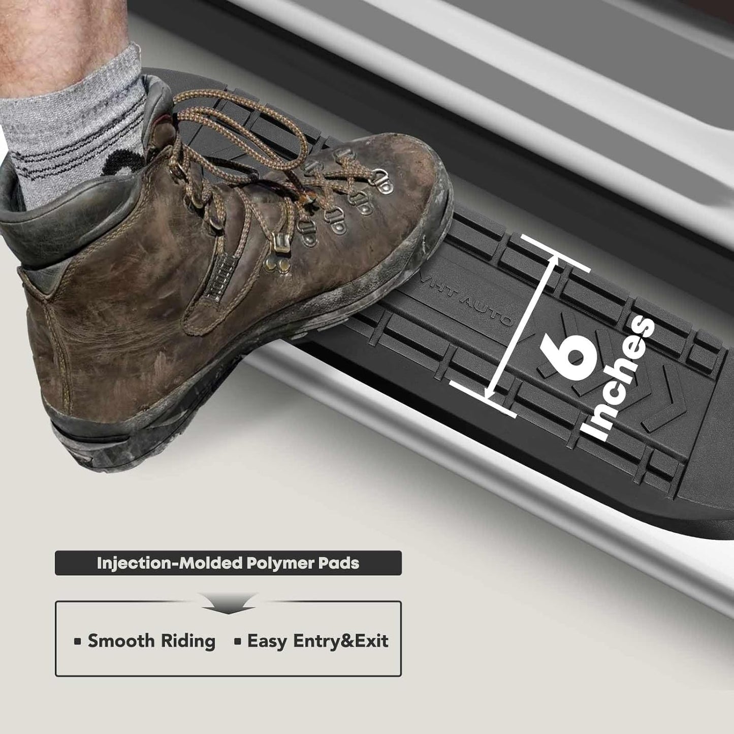 YHTAUTO 6" Running Boards Side Steps Compatible with 2007-2019 Chevy Silverado & GMC Sierra 1500/2500 HD/3500 HD, Crew Cab, Oval Bent Ends Stainless Steel Polished Chrome, Truck Cab Side Step Rails