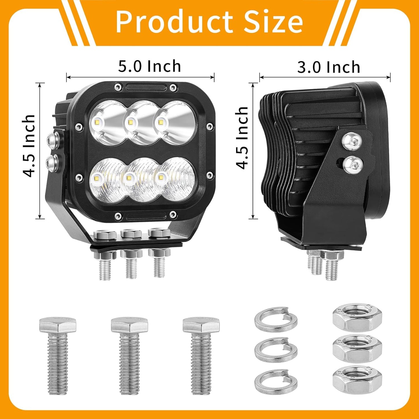 LED Light Pods, Offroad Driving Lights 5 Inch 120W 10000lm Off Road LED Work Pods for Truck Car Boat ATV Tractor 12V 24V Auxiliary Fog Lights, 【IP68 Waterproof with DT Wiring Harness】