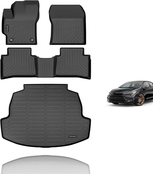 KELCSEECS Floor Mats & Cargo Liner for 2020 2021 2022 2023 2024 2025 Corolla/Corolla Hybrid(Only Sedan) All Weather Car Mats Automotive Cargo Mat Trunk Mat Corolla Floor Mats Trunk Liner