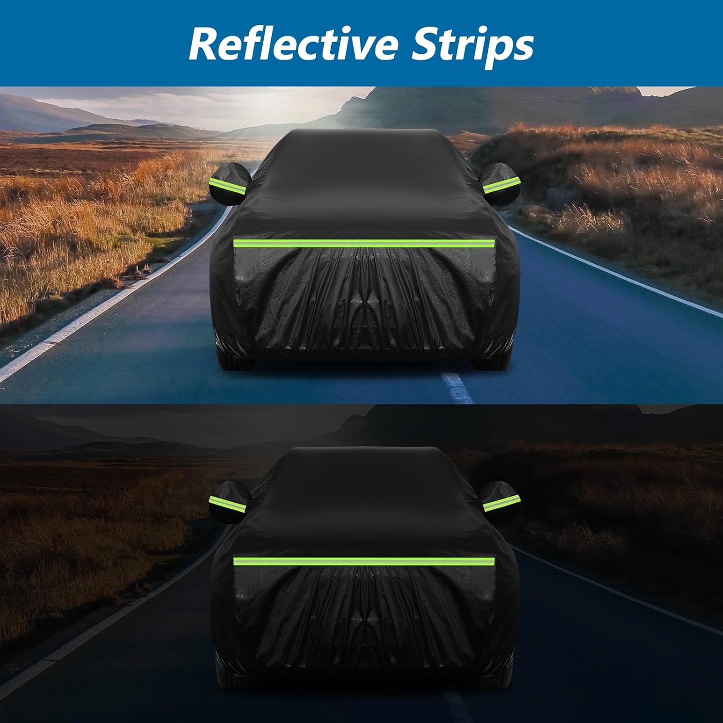 Waterproof Car Covers for Chevrolet Chevelle Malibu SS Sedan/Coupe 1964-1972, 420D Oxford Cloth Sun Heat Protection Outdoor Full Covers with Driver Side Zipper Windproof Heavy Duty All Weather