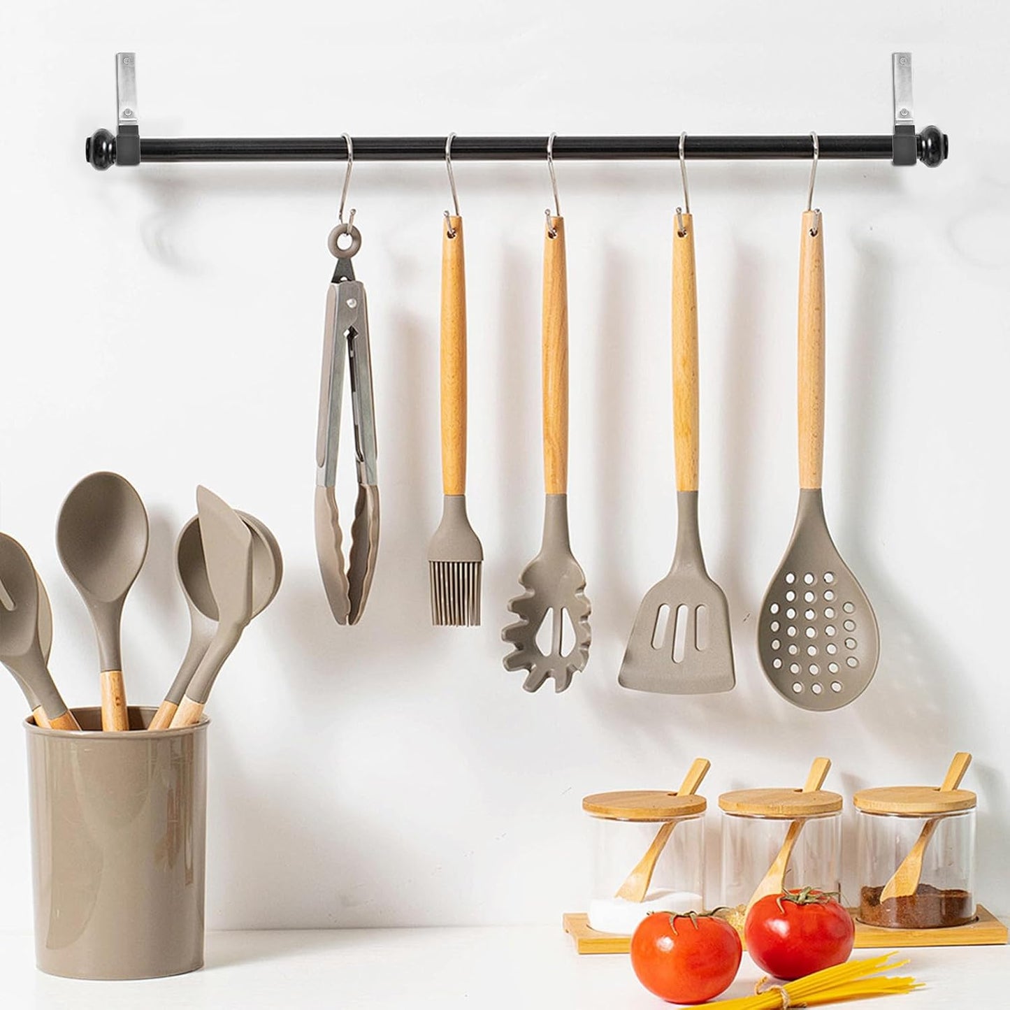 AccEncyc Heavy Duty Garage Storage Hooks - 2Pcs Wall Mount Hooks, Garden Hose Holder & Tool Organizer, Steel