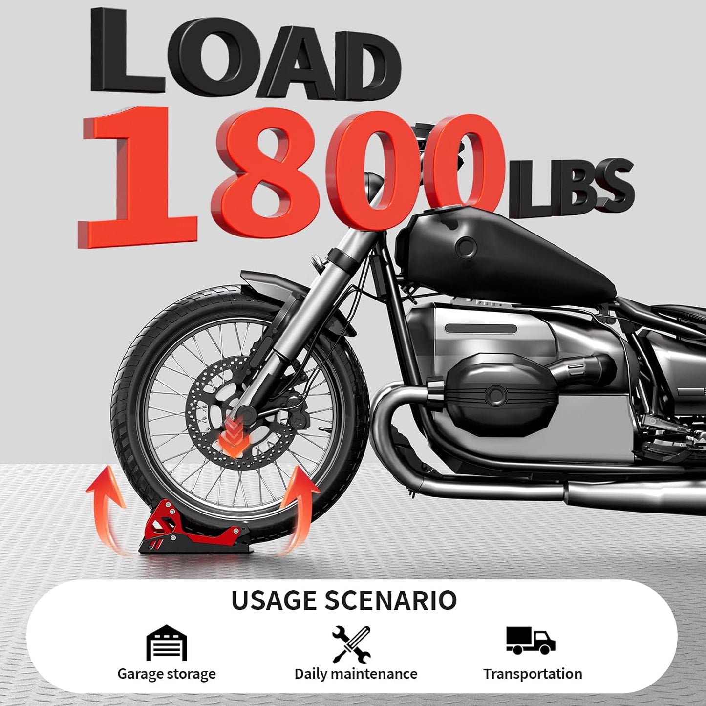 Motorcycle Wheel Chock,Special for Transportation Portable Adjustable 1800 lbs Capacity Front Tire Stand for 8"-21" Wheel Universal for Most Crusier Sports Dirt Bikes Trailer Truck-Red