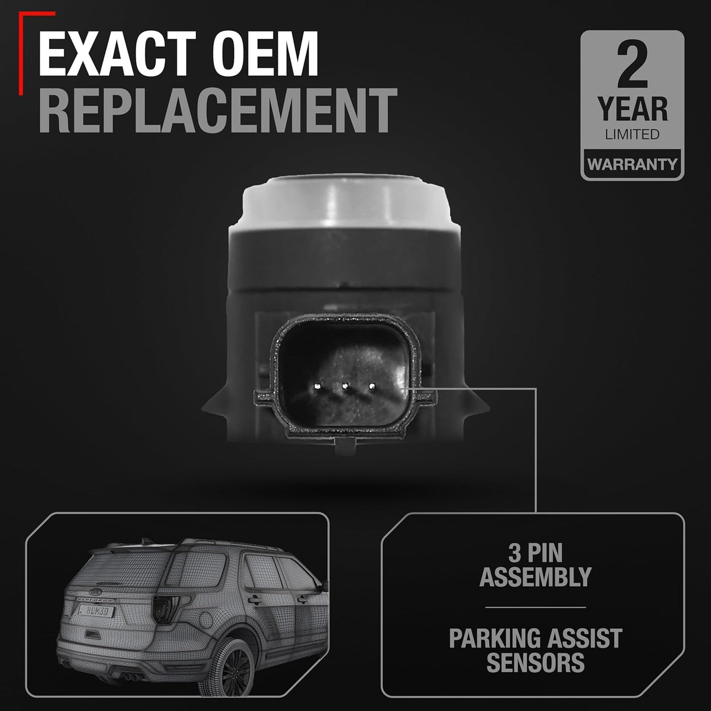 T1A Car Parking Sensors - Compatible with 2018-2019 Ford Edge, 19-21 Ford Explorer; 20-21 Lincoln Nautilus - Front/Rear Backup Reverse Parking Assist Kit - OEM HU5Z15K859AAT