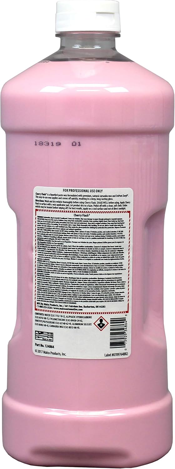 Malco Cherry Flash Automotive Liquid Paste Wax – Protect & Shine Your Vehicle/Easiest Way to Hand Wax Your Car/Lasting Gloss & Protection For Cars, Trucks, Boats, and Motorcycles / 64 Oz. (124864)