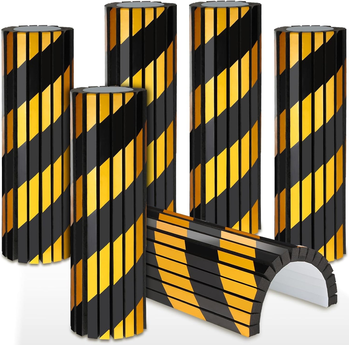 6 Pcs Garage Wall Protector Garage Pole Padding Wall Bumpers Guards Reflective Foam Stoppers for Your Vehicle Parking Corner for Parking Lot, Black Yellow