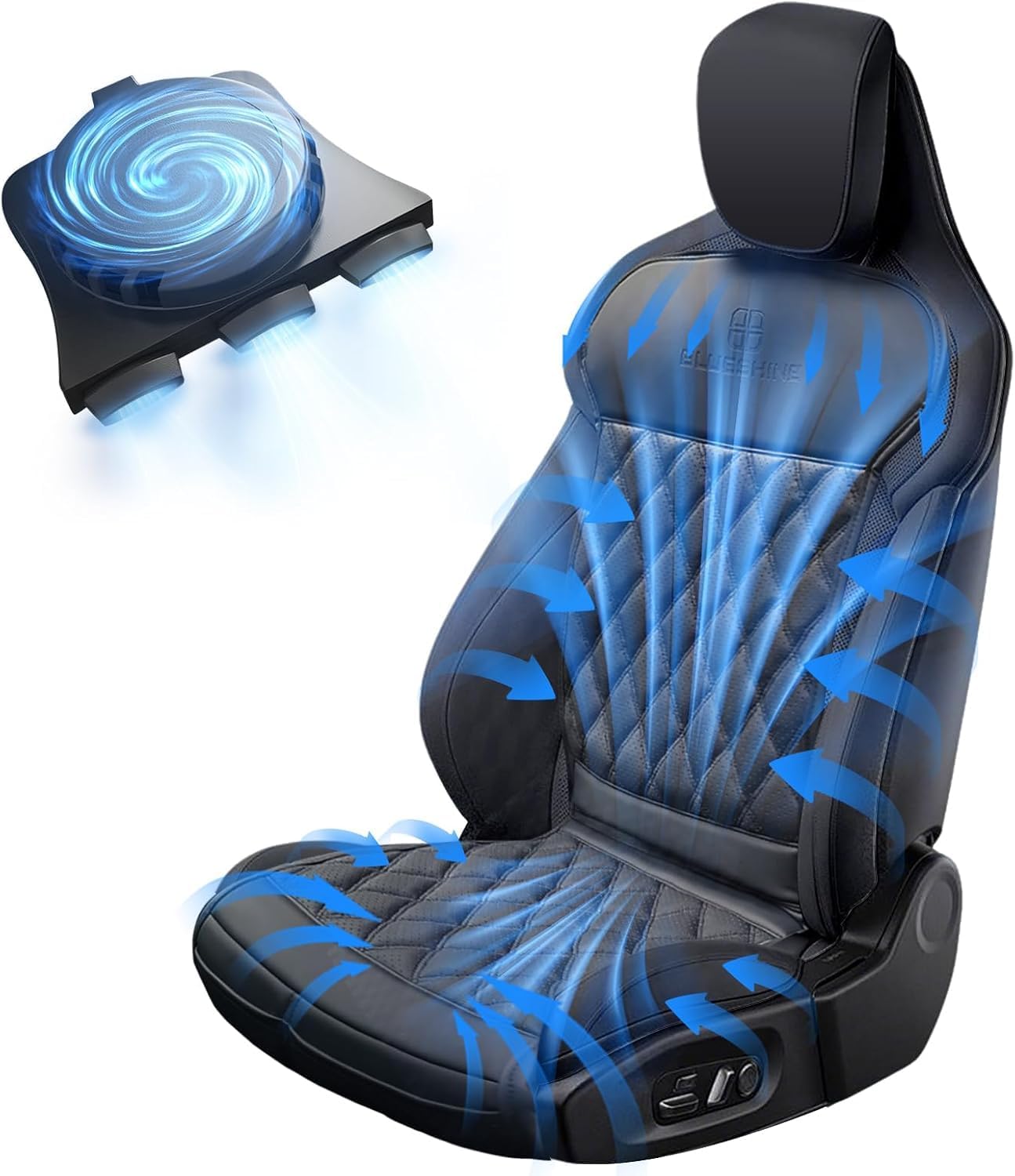 Air Suction Cooling Car Seat Cover Front Seat, 12V Circulation Ventilation Cooling Car Seat Cushion, Summer Cooling Seat Cushion Suitable for Car SUV Truck Universal Style, Classic Black