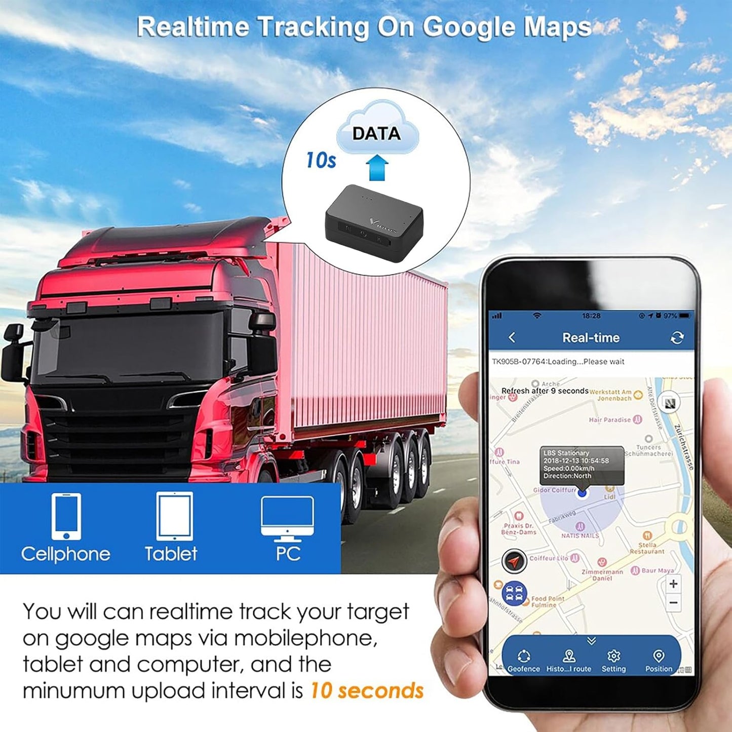Small GPS Tracker for Vehicles Magnetic 60 Days Long Battery Life, Rastreador GPS para Carros Mini Tracking Devices for Cars Hidden Real-time Tracking Low Subscription Locator Anti-Theft TK903