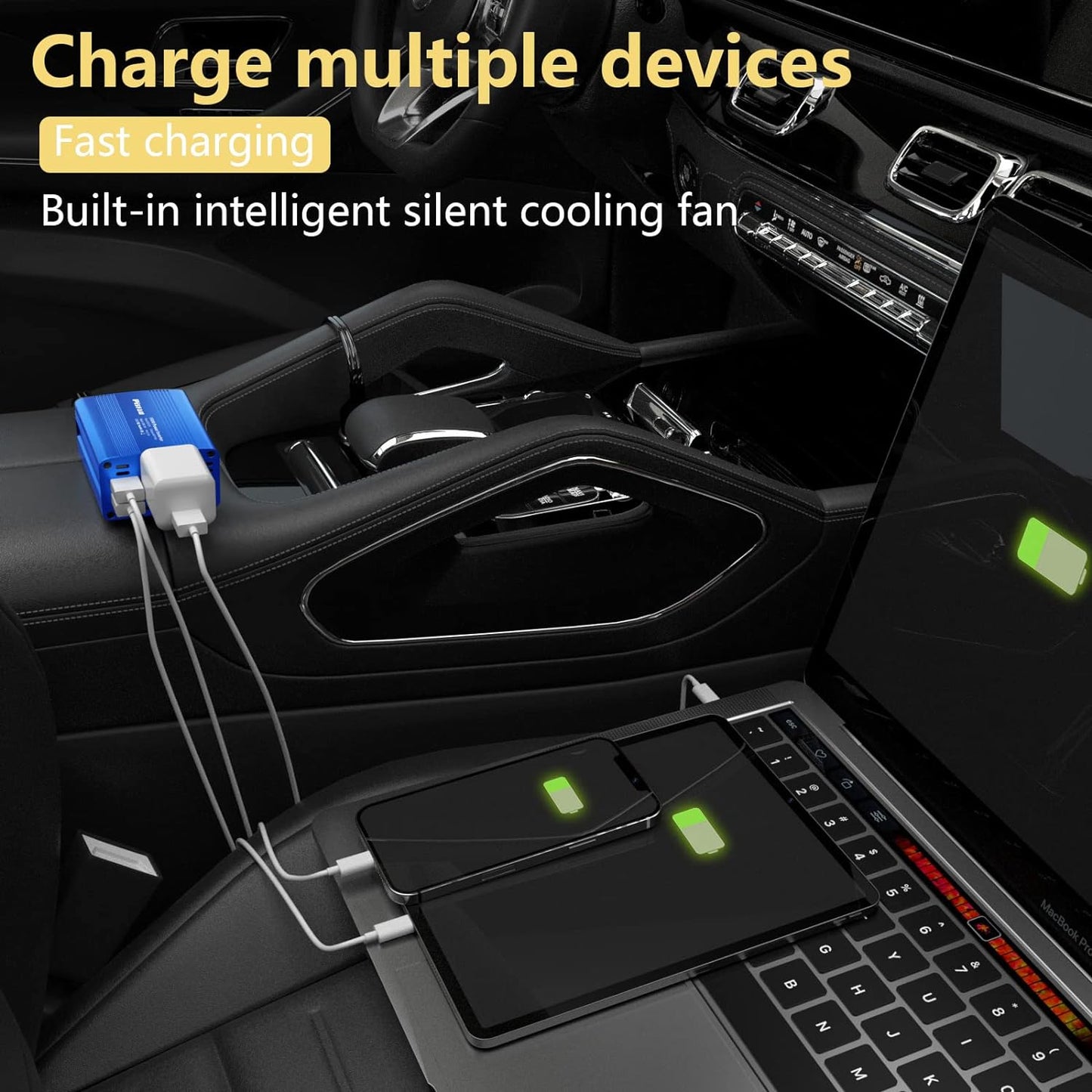 150W Car Power Inverter DC 12V to 110V AC Converter with 3.1A Dual USB Power inverters for Vehicles,Road Trip Essentials Camping Accessories Blue