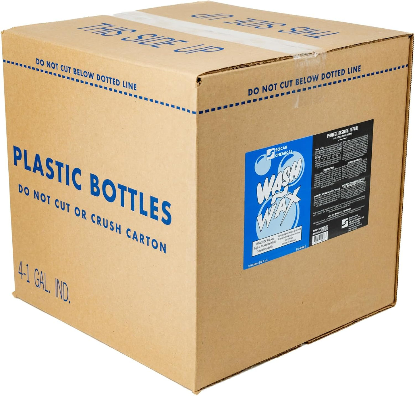 SOCAR Wash N Wax Car Wash Soap - pH Neutral, Carnauba Wax, 4 Gal., Model# SCO-WNW-4